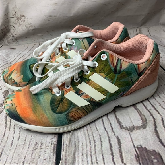 Adidas ZX FLUX Tropical Print Sneakers. - Picture 2 of 11